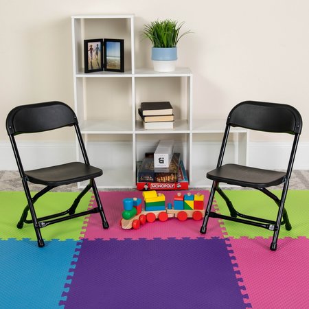 FLASH FURNITURE Kids Black Plastic Folding Chair 2-Y-KID-BK-GG